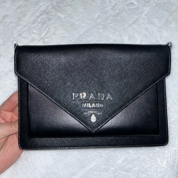 Prada Saffiano Leather mini envelope bag. - Picture 7 of 17